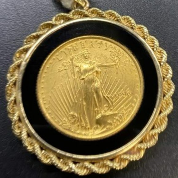 gold eagle liberty gold pendant